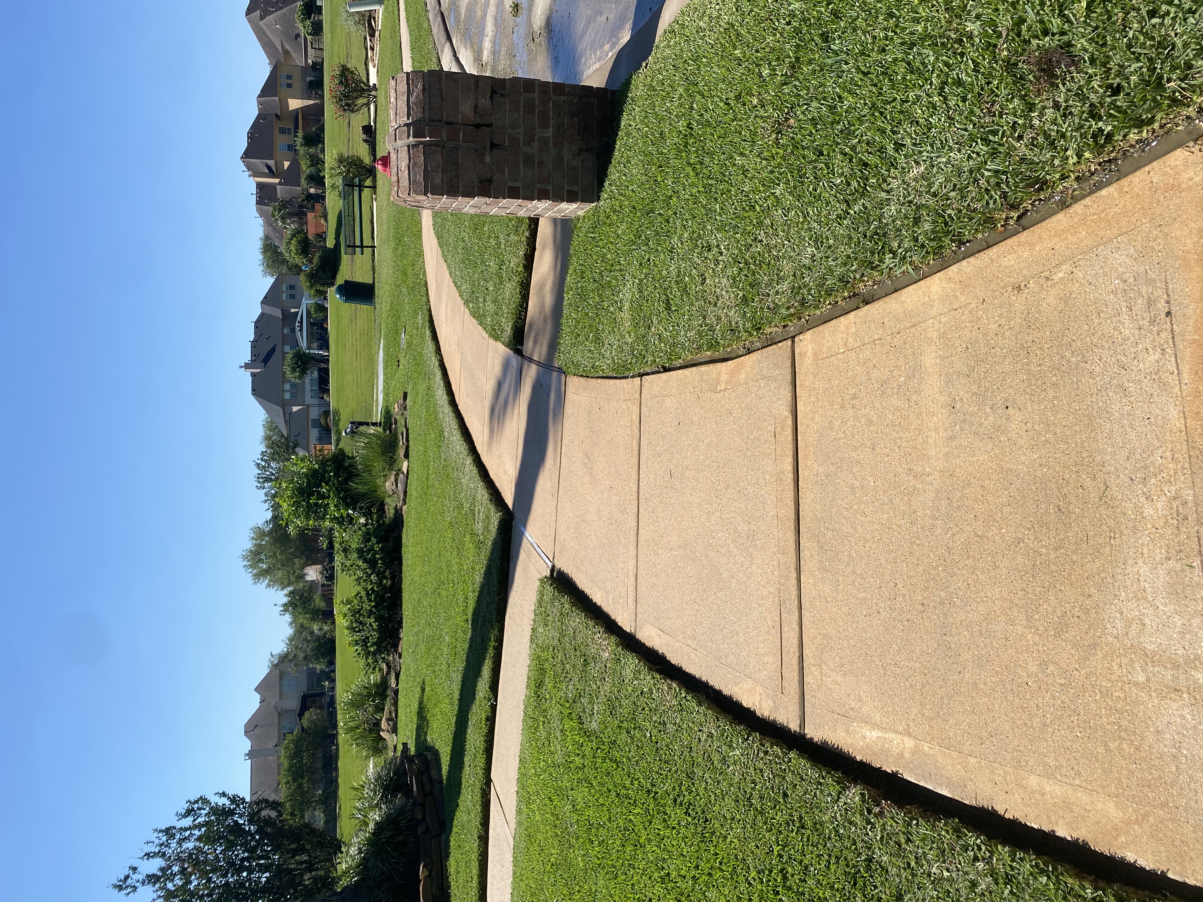 Clean suburban driveway after